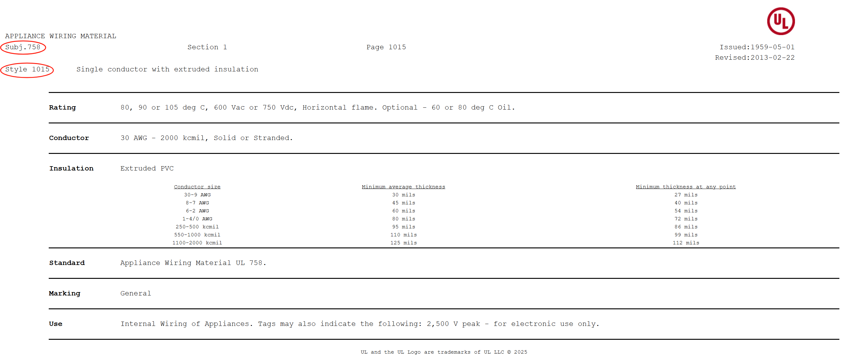 1015 electronic cable
