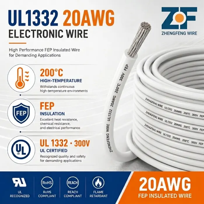 UL1332 20AWG FEP Teflon Wire 200°C 300V Hook Up Wire