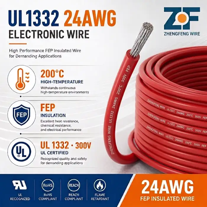 UL1332 24AWG FEP Teflon Wire for Compact Equipment Wiring