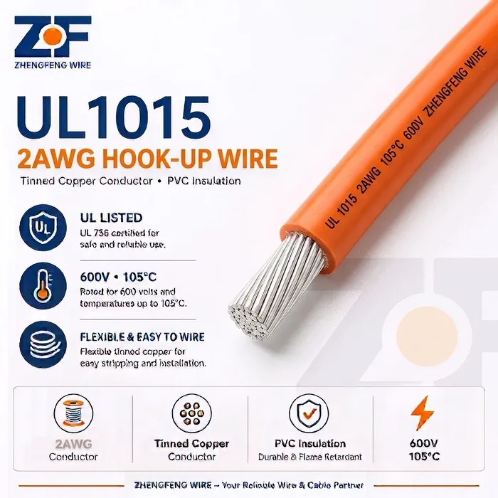 2AWG PVC Insulated Stranded Copper Wire, 105℃ 600V, UL1015