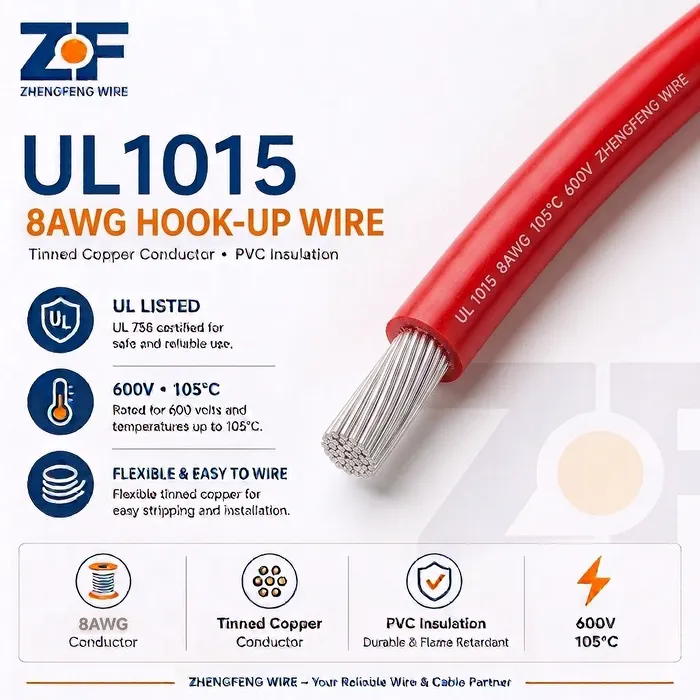 UL1015 8 AWG Wire 105°C 600V PVC Hook Up for Equipment