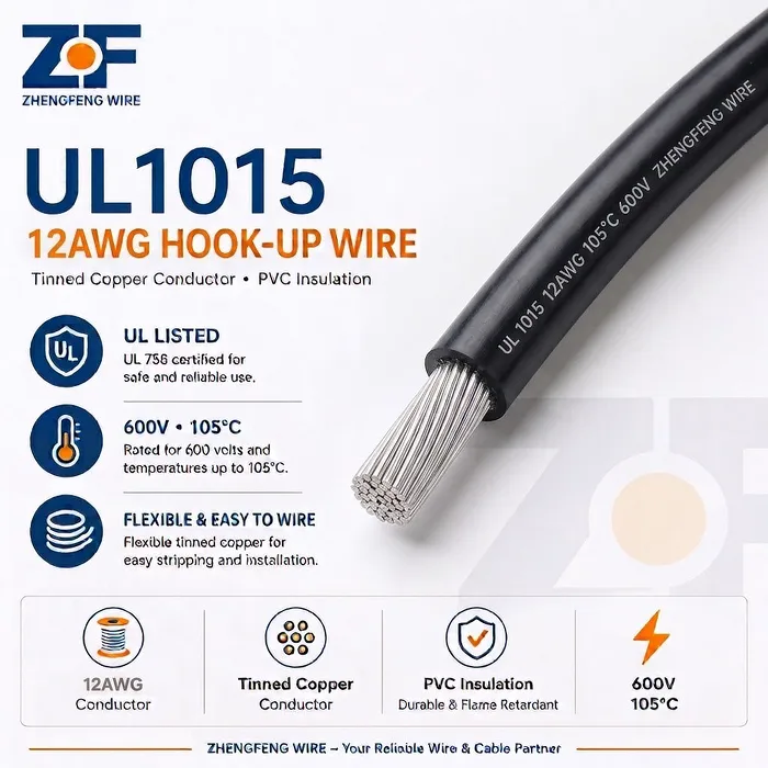 UL1015 12AWG Hook Up Wire 600V PVC Electrical Wire