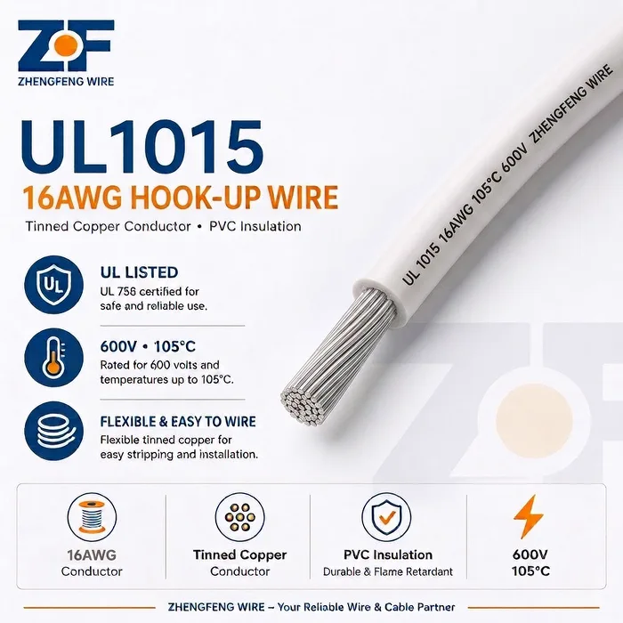 UL1015 16AWG Hook Up Wire 600V PVC Electrical Wire