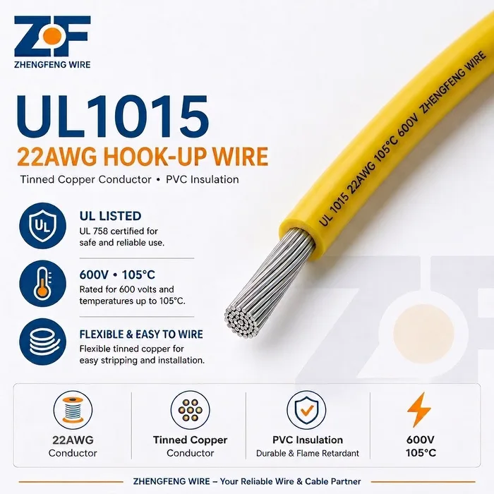 UL1015 22AWG Hook Up Wire 600V 105°C PVC Insulated Cable
