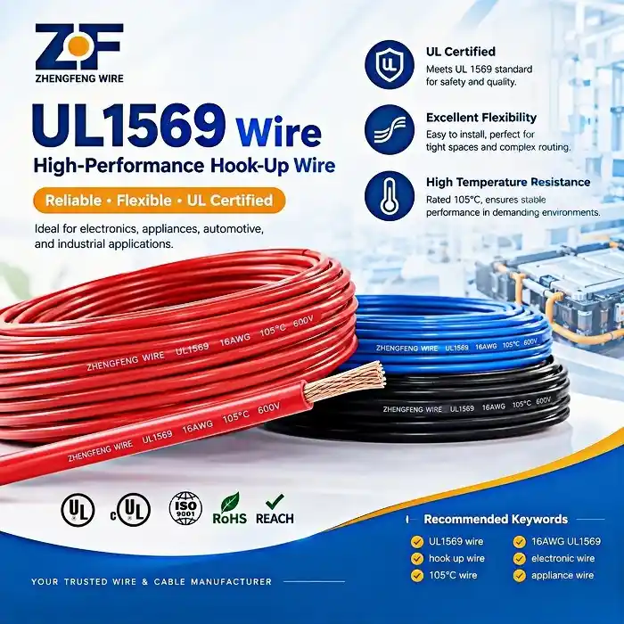 UL AWM 1569 Type, PVC Hook-Up Wire, 105℃ 300V，Factory Direct Supply.