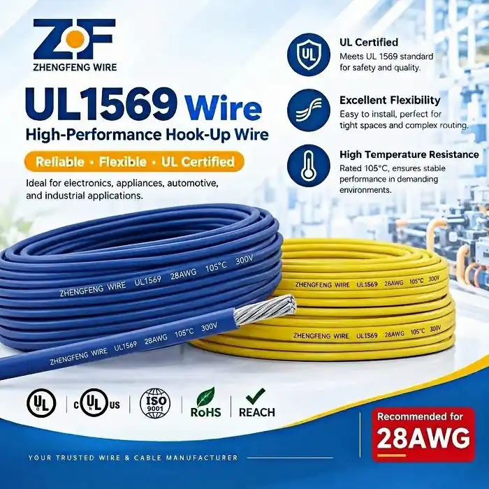 UL1569 28AWG Hook-Up Wire, 300V 105°C PVC Insulated Cable